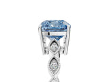 White gold Fancy Blue Cushion Cut Solitaire Diamond Ring with Infinity Twist Band and Four-Prong Setting_17