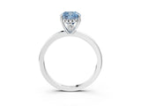 White gold Fancy Blue Cushion Cut Solitaire Diamond Ring with Prong Setting and Plain Band_15
