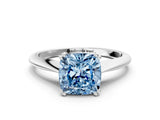 White gold Fancy Blue Cushion Cut Solitaire Diamond Ring with Six-Prong Setting and Classic Band_15