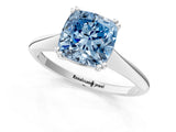 White gold Fancy Blue Cushion Cut Solitaire Diamond Ring with Six-Prong Setting and Classic Band_16