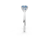 White gold Fancy Blue Cushion Cut Solitaire Diamond Ring with Six-Prong Setting and Classic Band_230