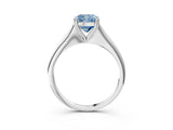 White gold Fancy Blue Cushion Cut Solitaire Diamond Ring with Six-Prong Setting and Classic Band_231