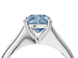 White gold Fancy Blue Cushion Cut Solitaire Diamond Ring with Six-Prong Setting and Classic Band_232