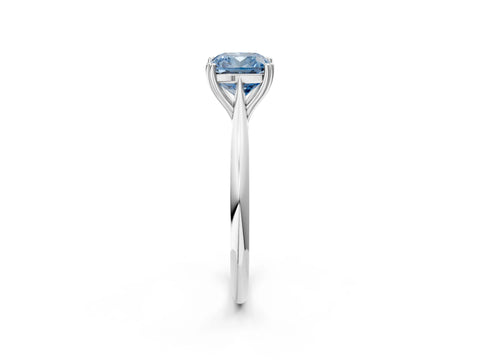White gold Fancy Blue Cushion Cut Solitaire Diamond Ring with Six-Prong Setting and Classic Band_2