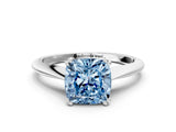 White gold Fancy Blue Cushion Cut Solitaire Diamond Ring with Six-Prong Setting and Classic Band_60