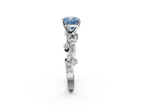 White gold Fancy Blue Cushion  Cut Solitaire Diamond Twisted Band with Pave Setting_90