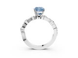 White gold Fancy Blue Cushion  Cut Solitaire Diamond Twisted Band with Pave Setting_91