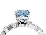 White gold Fancy Blue Cushion  Cut Solitaire Diamond Twisted Band with Pave Setting_92