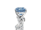 White gold Fancy Blue Cushion  Cut Solitaire Diamond Twisted Band with Pave Setting_93