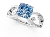 White gold Fancy Blue Cushion  Cut Solitaire Diamond with Side Stones on Criss-Cross Band and Four-Prong Setting_4