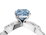 White gold Fancy Blue Cushion  Cut Solitaire Diamond with Side Stones on Criss-Cross Band and Four-Prong Setting_7