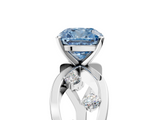 White gold Fancy Blue Cushion  Cut Solitaire Diamond with Side Stones on Criss-Cross Band and Four-Prong Setting_8
