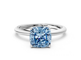 White gold Fancy Blue Cushion  Cut Solitaire Engagement Ring with Four-Prong Setting and Classic Band_20