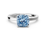 White gold Fancy Blue Cushion  Cut Solitaire Engagement Ring with Four-Prong Setting on a Classic Band_20