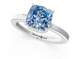 White gold Fancy Blue Cushion  Cut Solitaire Engagement Ring with Four-Prong Setting on a Classic Band_21