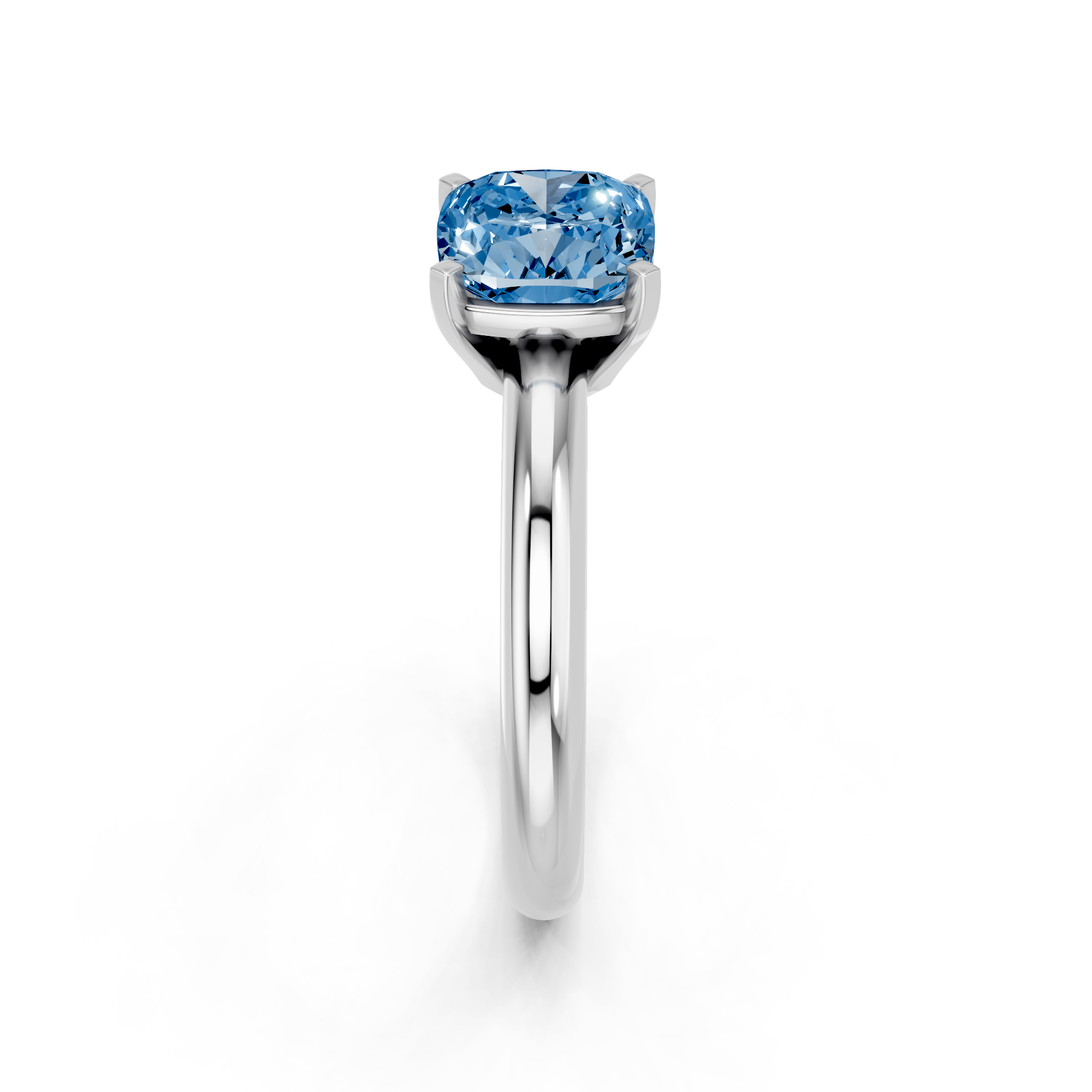 White gold Fancy Blue Cushion  Cut Solitaire Engagement Ring with Round Band and Four-Prong Setting_23