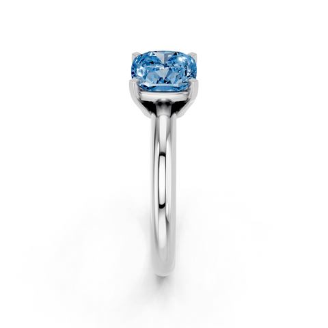 White gold Fancy Blue Cushion  Cut Solitaire Engagement Ring with Round Band and Four-Prong Setting_23