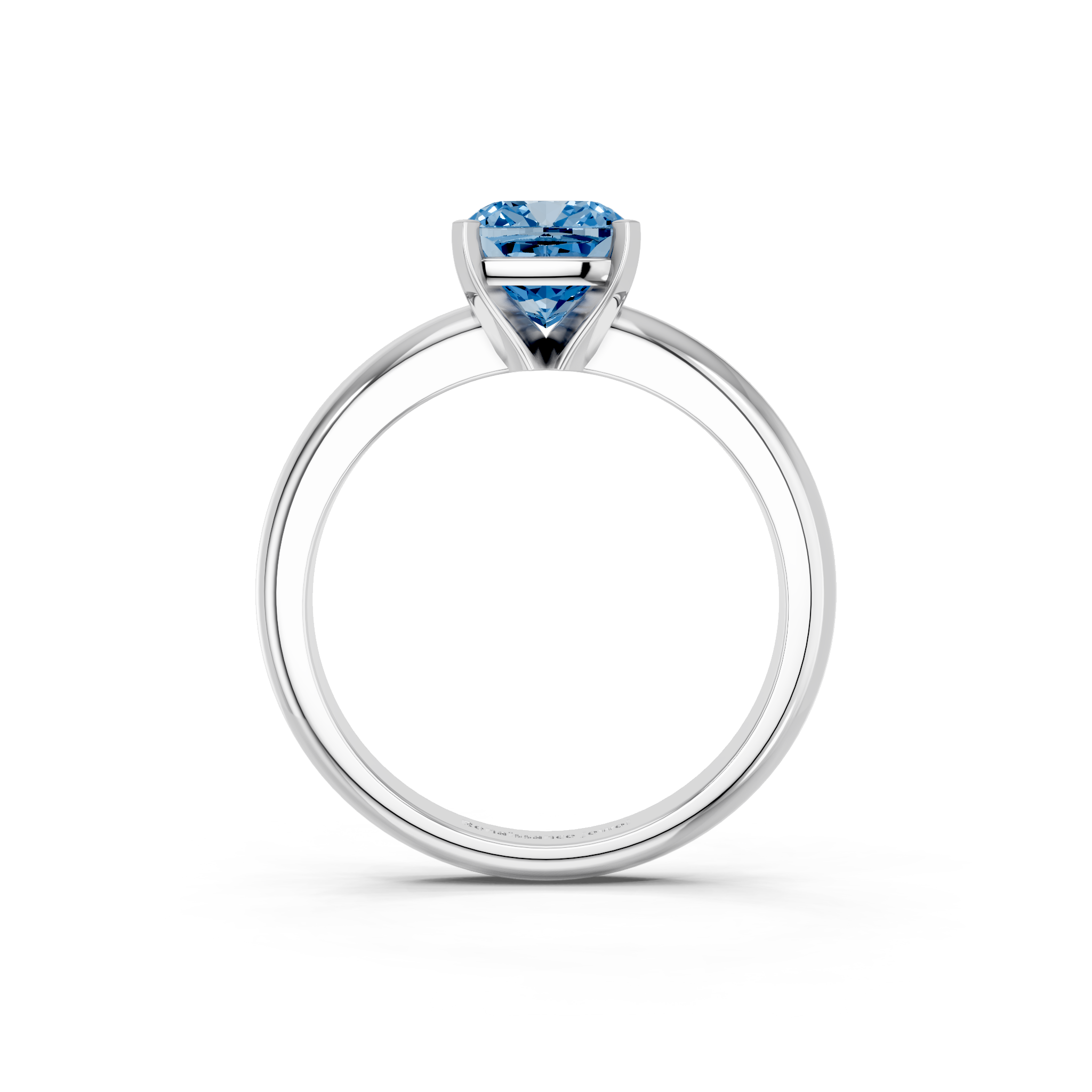 White gold Fancy Blue Cushion  Cut Solitaire Engagement Ring with Round Band and Four-Prong Setting_24