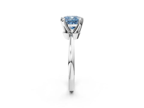 White gold Fancy Blue Cushion Cut Solitaire Engagement Ring with Six-Prong Setting and Tapered Band_2