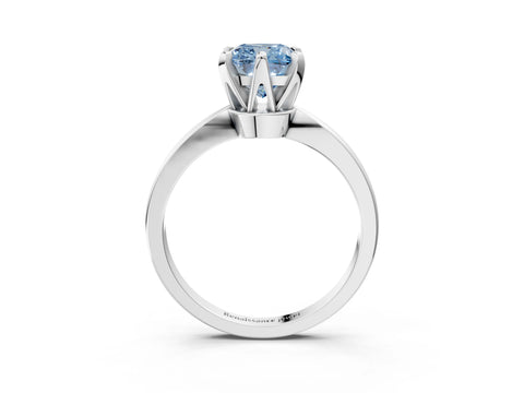 White gold Fancy Blue Cushion Cut Solitaire Engagement Ring with Six-Prong Setting and Tapered Band_3