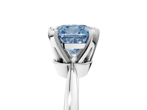 White gold Fancy Blue Cushion Cut Solitaire Engagement Ring with Six-Prong Setting and Tapered Band_5