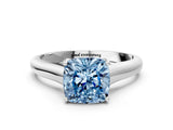White gold Fancy Blue Cushion Cut Solitaire Engagement Ring with Tapered Band and Four-Prong Setting_27