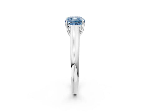 White gold Fancy Blue Cushion Cut Solitaire Engagement Ring with Tapered Band and Four-Prong Setting_29
