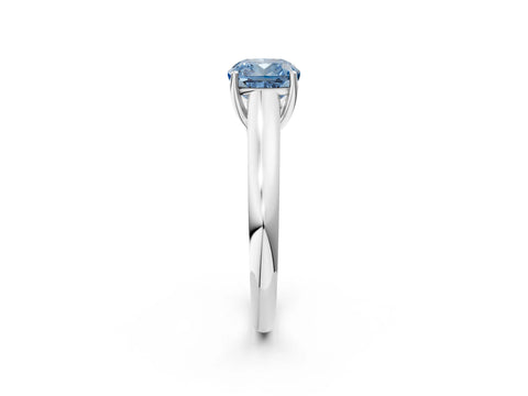 White gold Fancy Blue Cushion Cut Solitaire Engagement Ring with Tapered Band and Four-Prong Setting_5