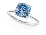 White gold Fancy Blue Cushion  Cut Solitaire Engagement Ring with Thin Band and Four-Prong Setting_4