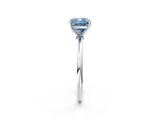 White gold Fancy Blue Cushion  Cut Solitaire Engagement Ring with Thin Band and Four-Prong Setting_5
