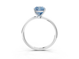 White gold Fancy Blue Cushion  Cut Solitaire Engagement Ring with Thin Band and Four-Prong Setting_6