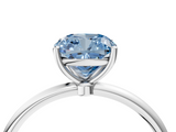 White gold Fancy Blue Cushion  Cut Solitaire Engagement Ring with Thin Band and Four-Prong Setting_7