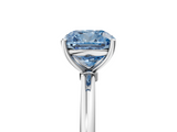 White gold Fancy Blue Cushion  Cut Solitaire Engagement Ring with Thin Band and Four-Prong Setting_8