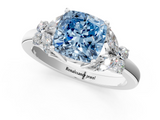 White gold Fancy Blue Cushion  Cut Solitaire Floral Diamond Ring with Four-Prong Setting_38