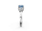 White gold Fancy Blue Cushion  Cut Solitaire Floral Diamond Ring with Four-Prong Setting_39