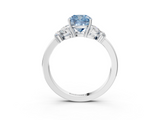 White gold Fancy Blue Cushion  Cut Solitaire Floral Diamond Ring with Four-Prong Setting_40