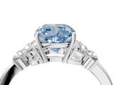 White gold Fancy Blue Cushion  Cut Solitaire Floral Diamond Ring with Four-Prong Setting_41