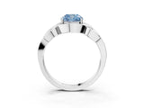 White gold Fancy Blue Cushion Cut Solitaire Intertwined Band Prong Setting Ring_3