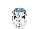 White gold Fancy Blue Cushion Cut Solitaire Intertwined Band Prong Setting Ring_5