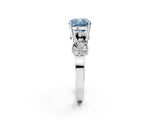 White gold Fancy Blue Cushion Cut Solitaire Milgrain Leaf Band with Prong Setting_14