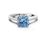 White gold Fancy Blue Cushion  Cut Solitaire Ring with Cathedral Band and Four-Prong Setting_68