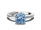 White gold Fancy Blue Cushion  Cut Solitaire Ring with Four-Prong Setting and Classic Band_42