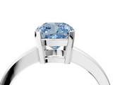 White gold Fancy Blue Cushion  Cut Solitaire Ring with Four-Prong Setting and Classic Band_46