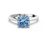 White gold Fancy Blue Cushion  Cut Solitaire Ring with Four-Prong Setting on a Classic Band_84