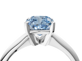 White gold Fancy Blue Cushion  Cut Solitaire Ring with Four-Prong Setting on a Classic Band_87