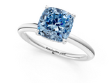White gold Fancy Blue Cushion  Cut Solitaire Ring with Thin Band and Four-Prong Setting_17