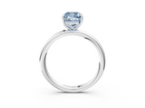 White gold Fancy Blue Cushion  Cut Solitaire Ring with Thin Band and Four-Prong Setting_19