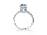 White gold Fancy Blue Cushion Cut Solitaire Split Shank Pave Diamond Engagement Ring with Four-Prong Setting_3