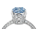 White gold Fancy Blue Cushion Cut Solitaire Split Shank Pave Diamond Engagement Ring with Four-Prong Setting_52