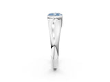 White gold Fancy Blue Cushion Cut Solitaire Tension Set Diamond Ring with Split Shank Band_26